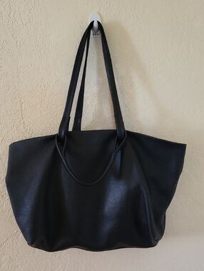 NISOLO Camila Large Black Leather Tote with Double Handles